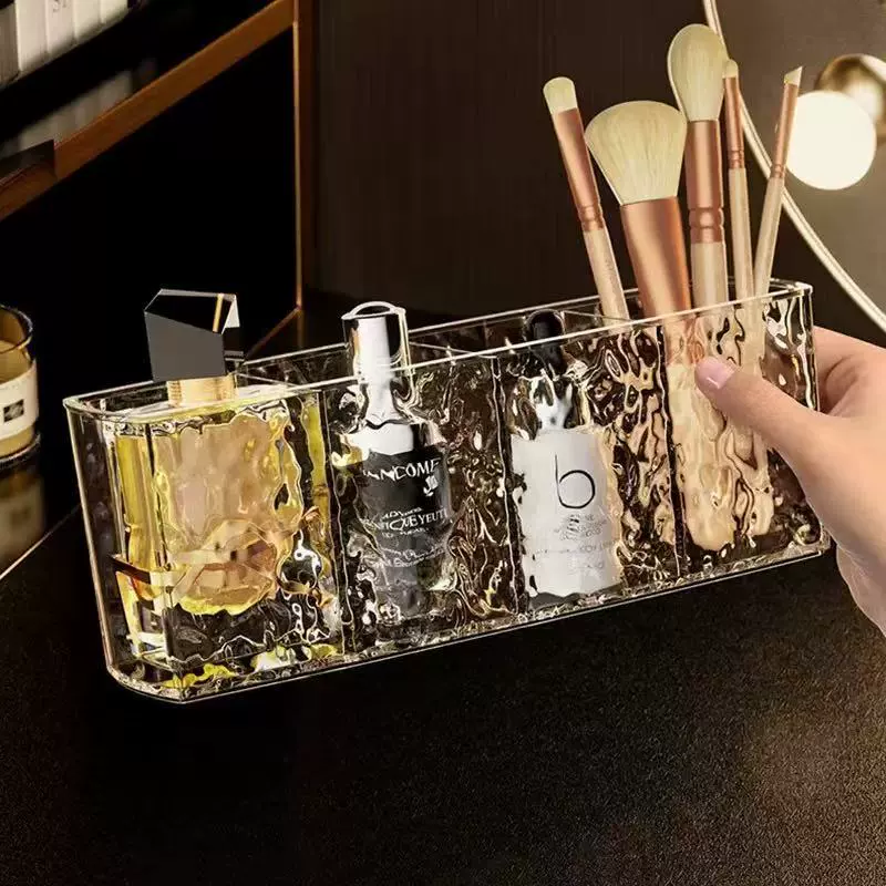 Acrylic storage box for dressing table, clear custom square organizer, textured diamond or ripple
