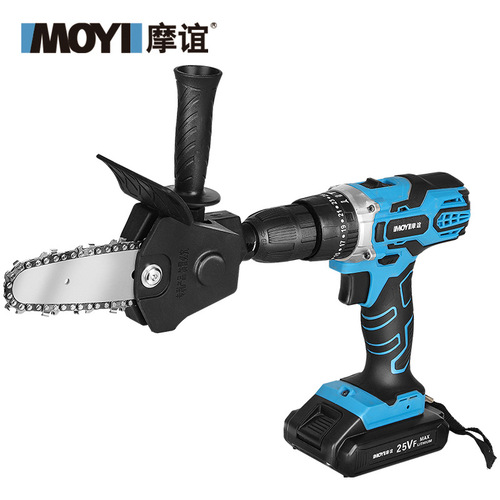 Electric drill converted to electric chain saw, electric pruning saw, rechargeable saw, woodworking one-hand electric saw, household logging, mini electric chain saw