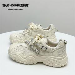 首谷爆款厚底网面透气老爹鞋女2025秋季休闲百搭超轻防滑运动鞋潮