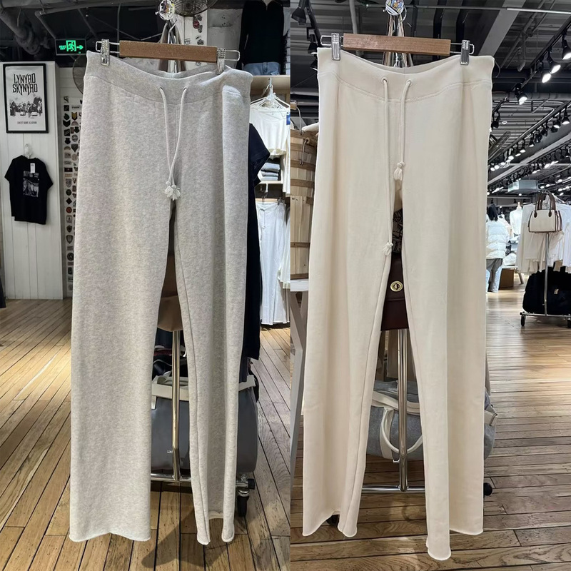 BM style Brandy same style sports pants elastic waist drawstring bm casual wide leg pants rough edge pants women