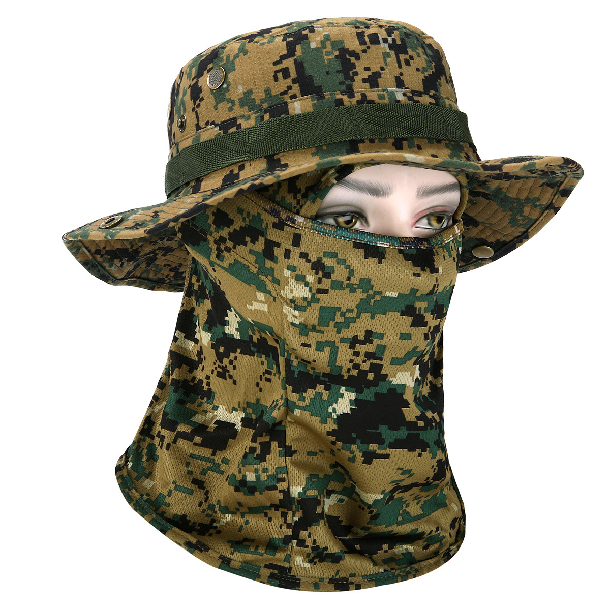 Sombrero de camuflaje con ala ancha al aire libre sombrero Benni sombrero de camuflaje para fanáticos militares sombrero de alpinismo de pesca protector solar sombrero de pescador transpirable hombre