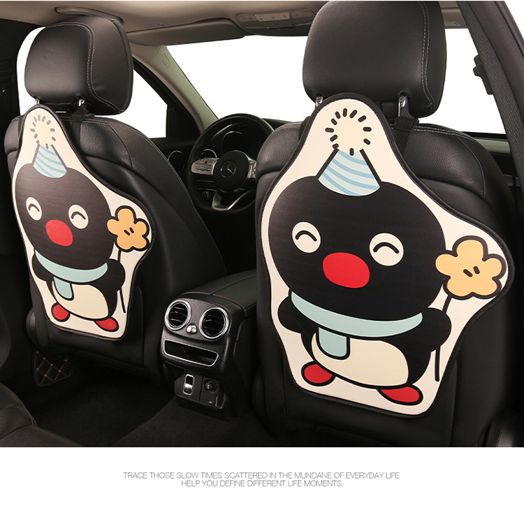 Penguin Cute Lady Cartoon Car Seat Back Anti-Kick Pad Universal Car Seat Anti-Stain Pad Anti-Dirt Pad for Back Seat