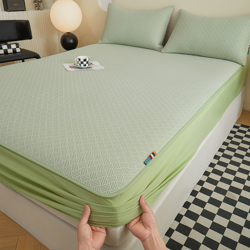 Nuevas sábanas de seda de hielo de una sola pieza, sábanas frescas de verano, sábanas de tatami de dormitorio individual, juego de tres piezas