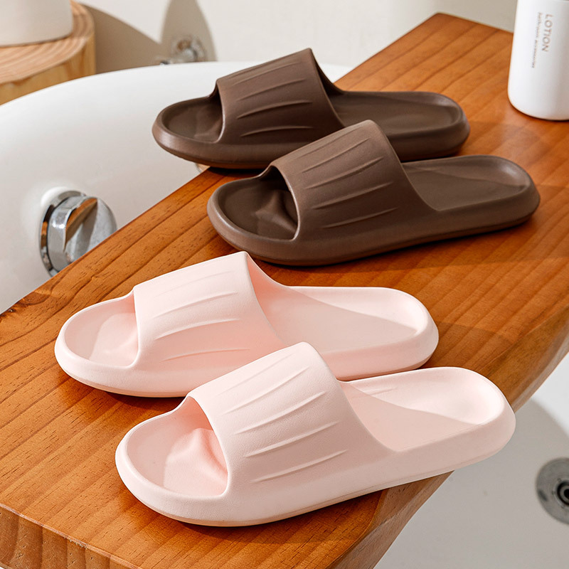 Japanese style non-printed EVA slippers good couple home slippers summer waterproof non-slip shit feeling bathroom stripe style
