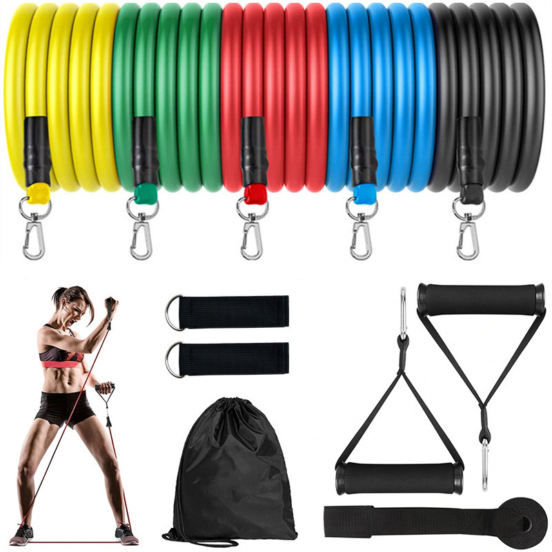 Amazon Venta caliente de 11 piezas de banda elástica multi-función de tensión ajustable cuerda fitness pecho expansor entrenamiento de fuerza