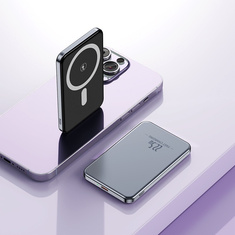 超薄型アルミ合金マグセーフ磁気吸引ワイヤレス充電宝ミニ10000ミリアンペア小型ギフトモバイル電源|undefined