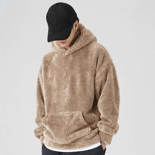 Autumn/Winter New Arrival Men's Loose Casual Personalized Fashion Hoodie Coral Fleece Jacket for Men