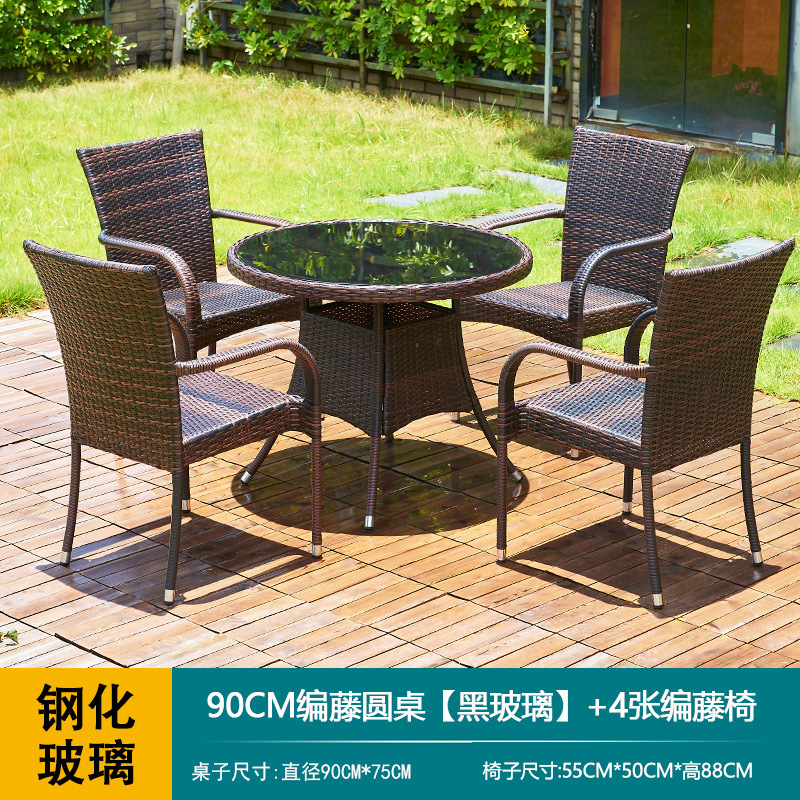 [업그레이드 스타일] 90개의 등나무 원형 테이블 + 업그레이드된 의자 4개