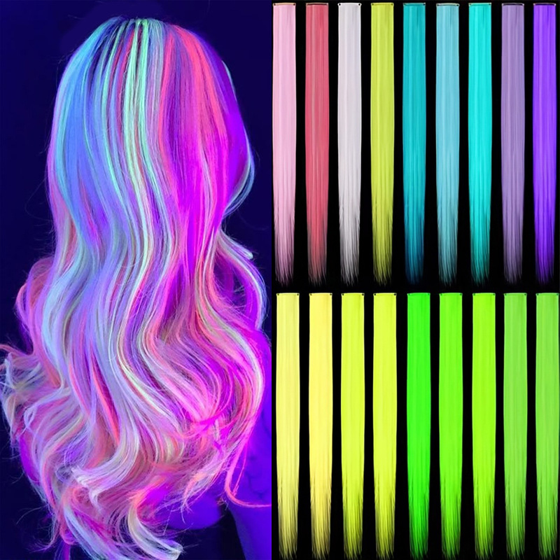 Luminous Hair Piece Color Hanging Ear Dyeing Wig Piece Absorbs Light First and Luminous Internet Celebrity Same Style Women's Straight Hair Extending Piece