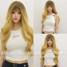 假发女长卷发个性渐变金黄色齐刘海大波浪多巴胺时尚大卷全头假发