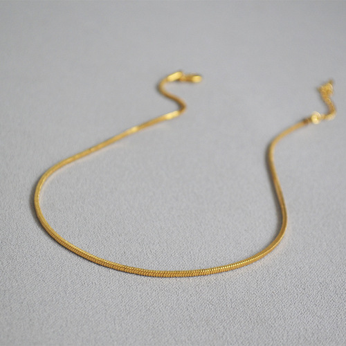 The blogger's Instagram-style square snake bone chain with smooth curved beauty, minimalist and versatile, personalized short pendant necklace for women.
