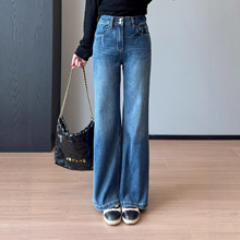 魔力显瘦裤！舒适佰搭显瘦显高两粒扣直筒微喇牛仔裤女秋冬新