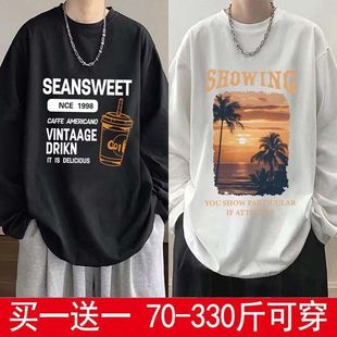 Trendy Long-sleeved T-shirt Men's Ins Trendy Plus Large Size Fatty Base Shirt Casual Clothes Trendy Brand All-match 12