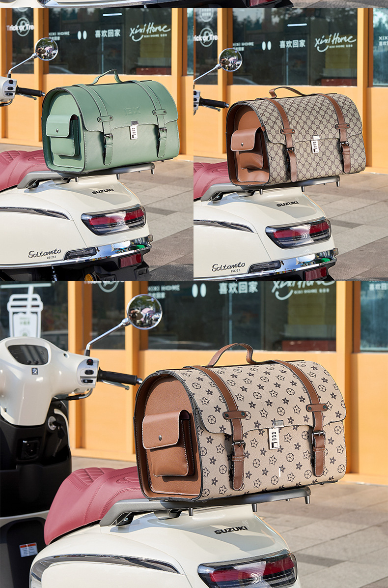 Motorcycle Universal Tail Bag, New Model Scooter Trunk Bag, Rear Trunk Storage Waterproof Leather Hanging Bag