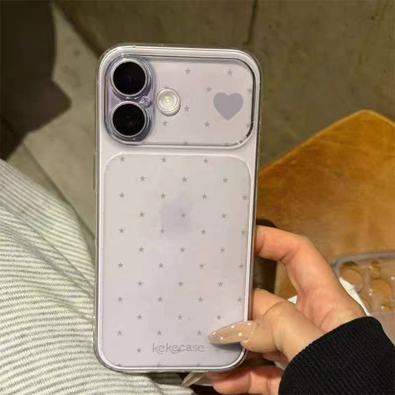 Star Heart Large Window Case Instantly Transforms into 17, Suitable for Apple 17 Pro Max Phone Case 16 15 14P Anti-Drop 12 Transparent