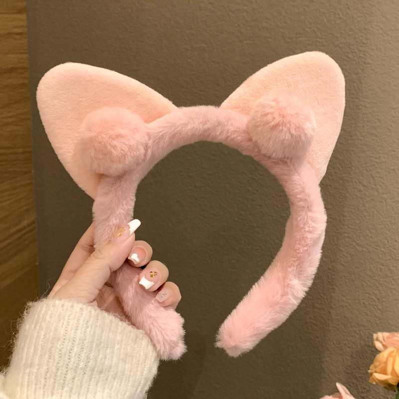 Cartoon facial lavado especial para mujeres 2024 nuevo cabello de peluche maquillaje prensado cabello lindos pinzas de cabello correa tocado