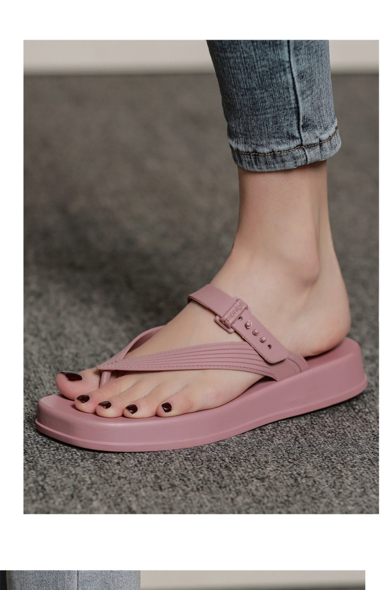 Women's Casual Solid Color Square Toe Flip Flops display picture 5
