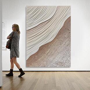 Dafen Oil Painting Village Pure Hand-Painted Oil Painting Abstract Fabric Stereo Texture Painting Living Room Floor-Standing Decorative Painting "Treading Waves"