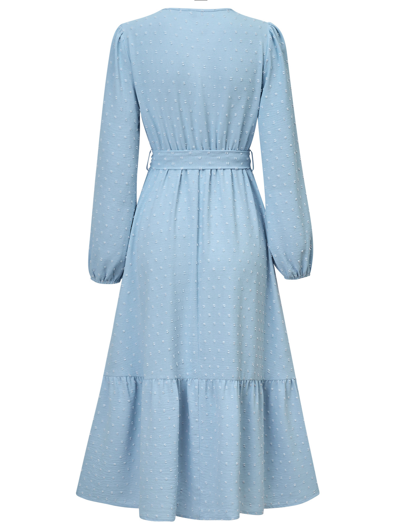 Cotton Long Maxi Dress With V-Neck Tie Waist
