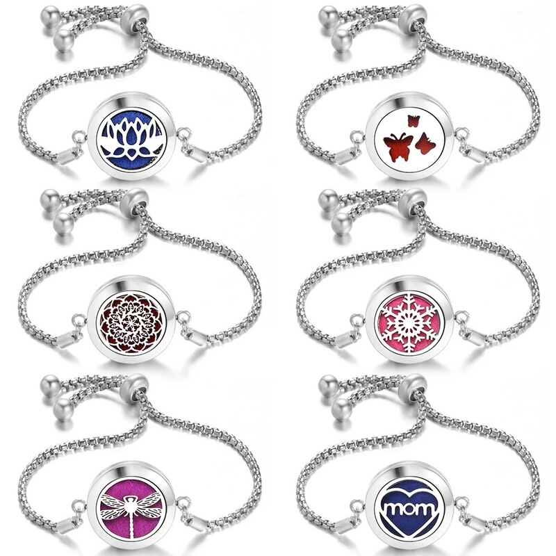 New Stainless Steel Aromatherapy Bracelet Essential Oil Diffuser Women's Perfume Multi Pattern Bracelet Gift New Stainless Steel Aromatherapy Bracelet Essential Oil Diffuser Women's Perfume Multi Pattern Bracelet Gift