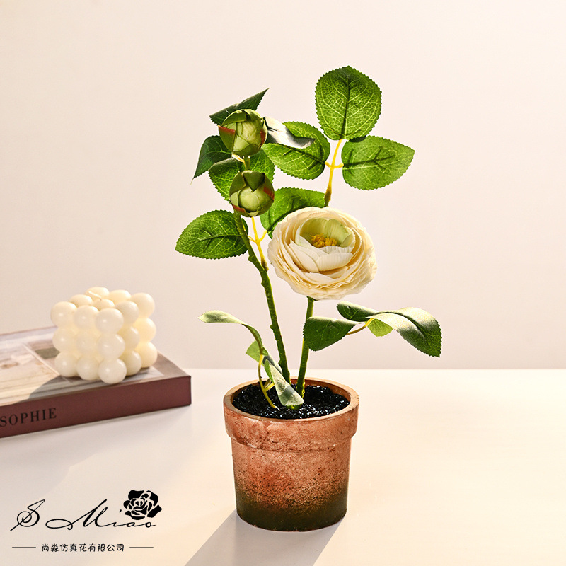 Santou Tea Mei pequeña plantación de bonsai floral imitación decoración de plantación verde decoración de flores de bonsai en el hogar sala de estar