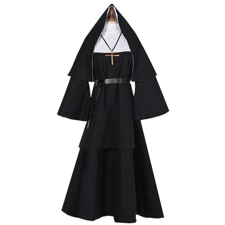 Halloween Party Costume Thenun Ghost Nun Cos Costume Horror Nun Costume Priest Cosplay Stage Performance Halloween Party Costume Thenun Ghost Nun Cos Costume Horror Nun Costume Priest Cosplay Stage Performance
