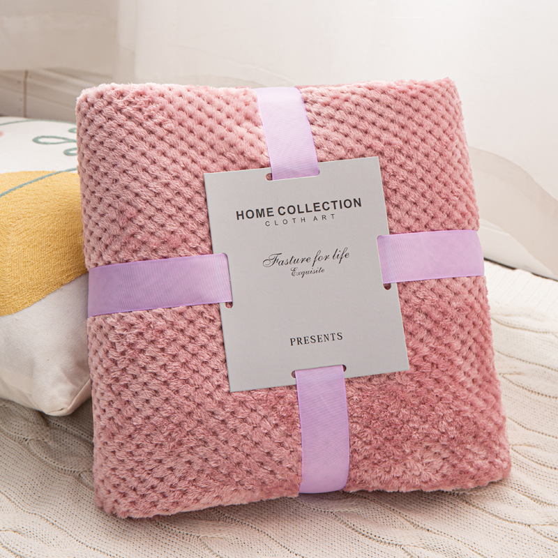 Jednobarevná ananasová deka, flanelová deka, korálový fleece, deka na klimatizaci, deka na zdriemnutí, pohovka, ručník_voghion.com