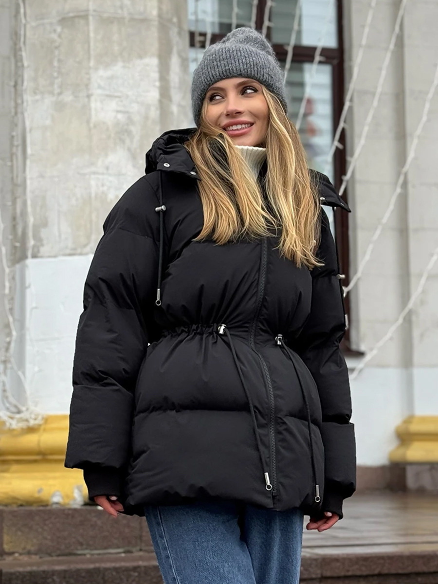 Europa y los Estados Unidos encapuchados ropa de algodón larga abrigos mujeres Europa y los Estados Unidos en invierno de 2025 nuevo tipo de ropa de algodón delgada image 5