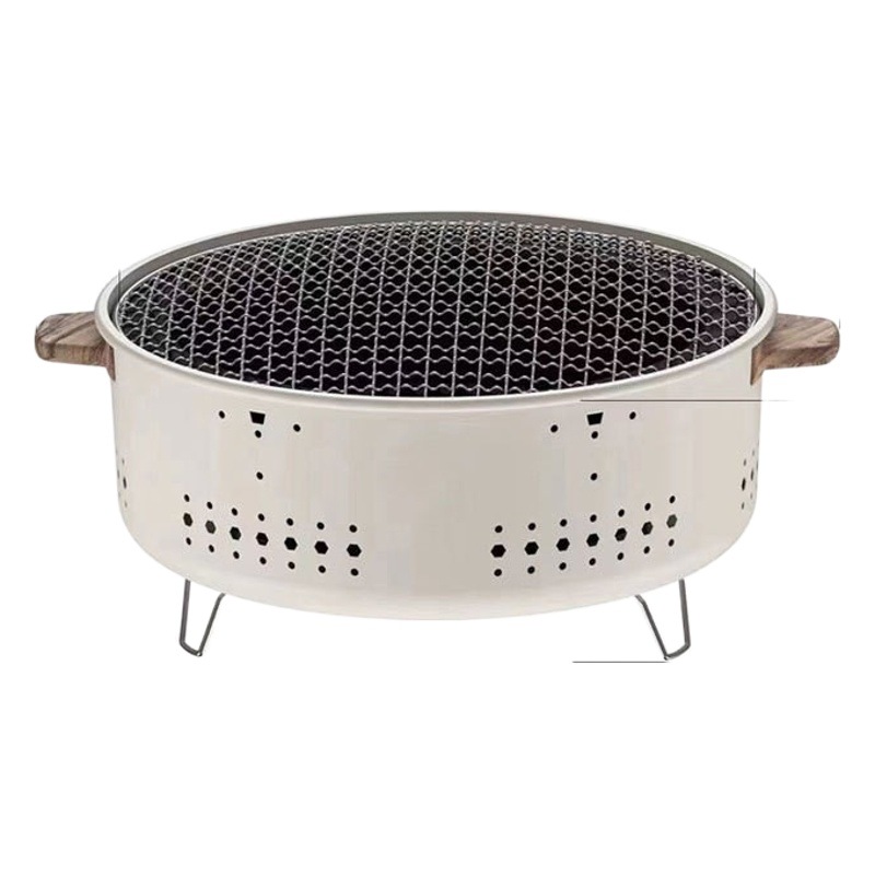 Ronda portátil conjunto completo de estufa té, barbacoa, mesa, calefacción al aire libre, juego carbón hornear