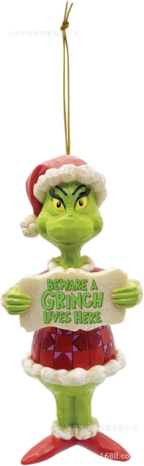 Adorno navideño de monstruo peludo verde nuevo de 2023, adorno de dibujos animados para árbol de Navidad, decoración navideña para el hogar, coche y vehículo.