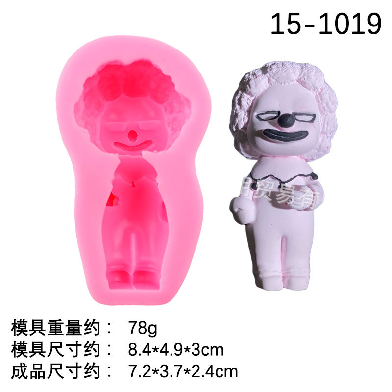 Navidad payaso de silicona molde dibujos animados personaje fondant coche clip salida aire aromaterapia yeso DIY