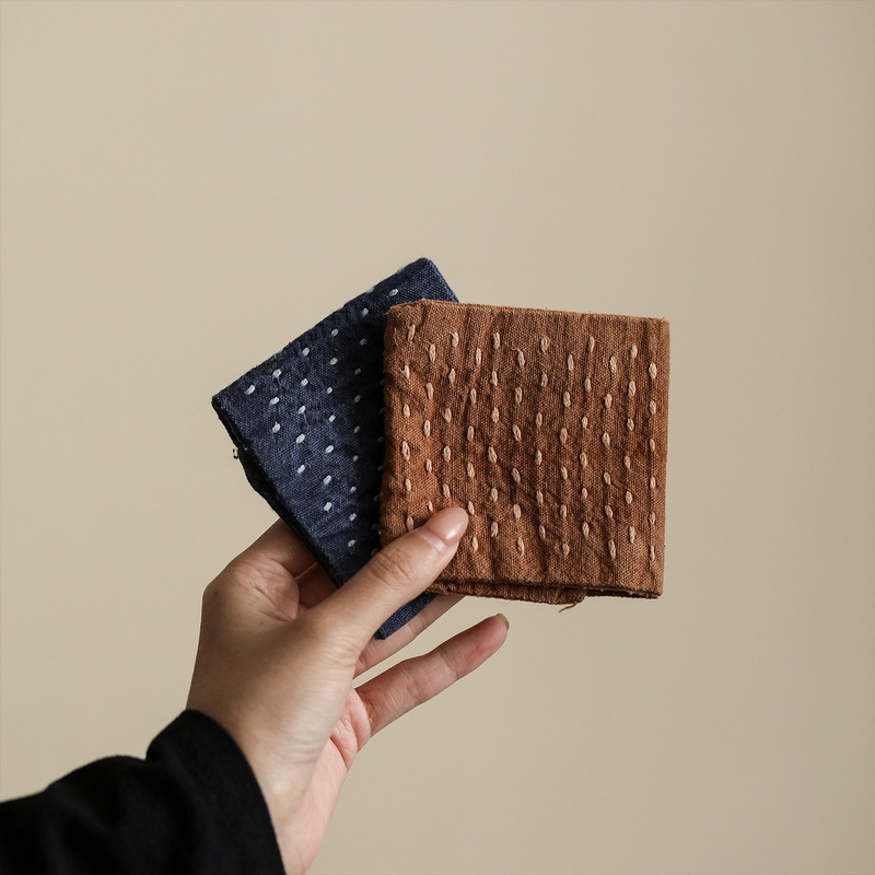 Japanese-Style Thickened Cotton and Linen Absorbent Tea Towel, Vintage Double-Layer Double-Sided Tea Tablecloth, Zen Tea Ceremony Accessory