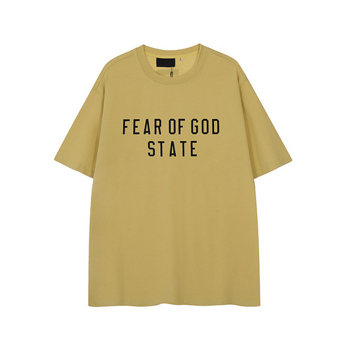 FOG STATE ESSENTIALS Niche Streetwear American Summer Pure Cotton Loose Men's Couple Short-Sleeve T-Shirts