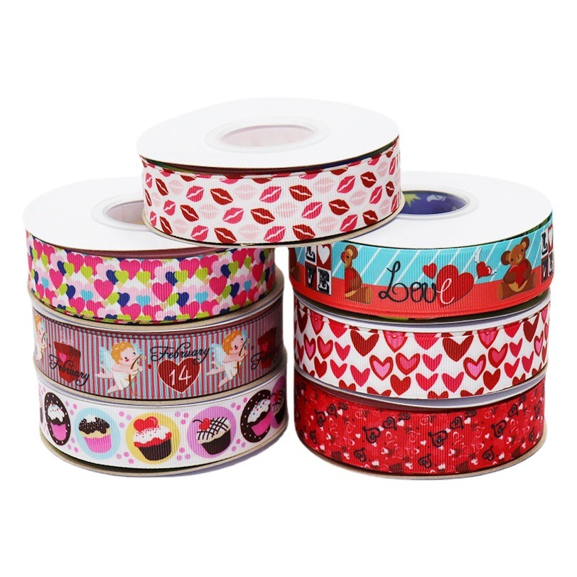 Cinta de la decoración de la boda cinta de la flor del regalo de Qixi 2,5 CM día de San Valentín embalaje cinta de hilo
