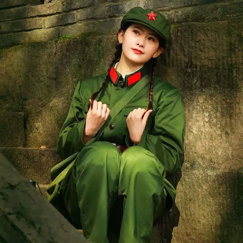 Женский костюм в стиле милитари в стиле 65, костюм для съемок, винтажный костюм для выступлений, сбор ветеранов, красная гвардия, женская солдатская форма с лацканами.