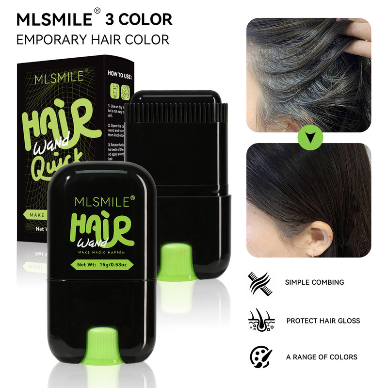 MLSMILE クロスボーダー英語ヘアスタイリングスティックは白髪をカバーし、黒髪を染めるための携帯用黒髪染めツールとして、櫛の歯が付属しています。|undefined