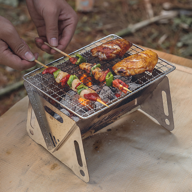 Foldable barbecue grill outdoor travel portable stove picnic mini camping barbecue stove mini cassette charcoal stove