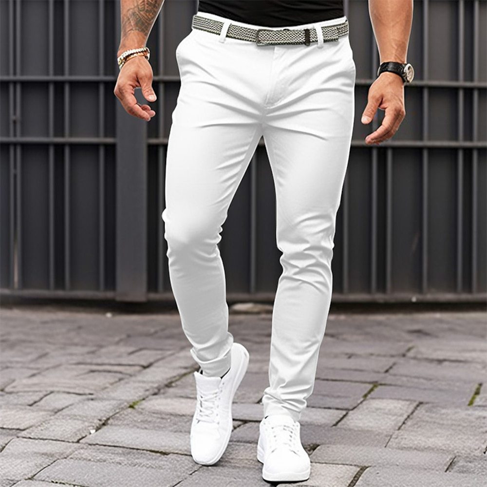 Europa y América estación independiente transfronteriza de los hombres de color sólido bolsillo apretado cremallera negocio casual slim fit pantalones pequeños