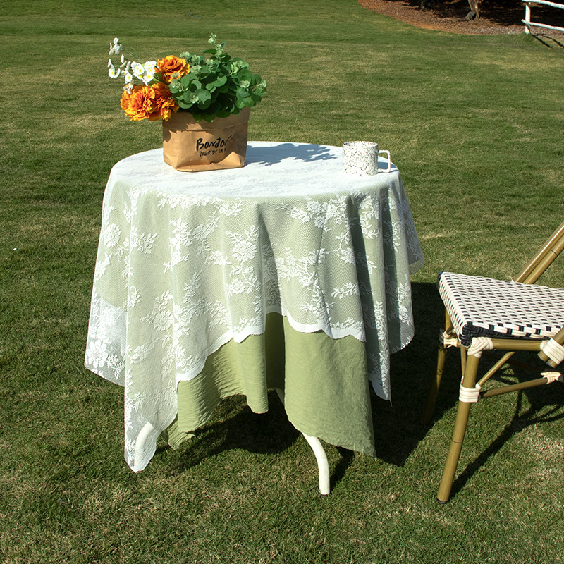 Dropshipping Pastoral Ins Style Tablecloth Camping Style Picnic Cloth Retro Style Round Table Coffee Table Cloth Dining Table Dustproof Cover Cloth