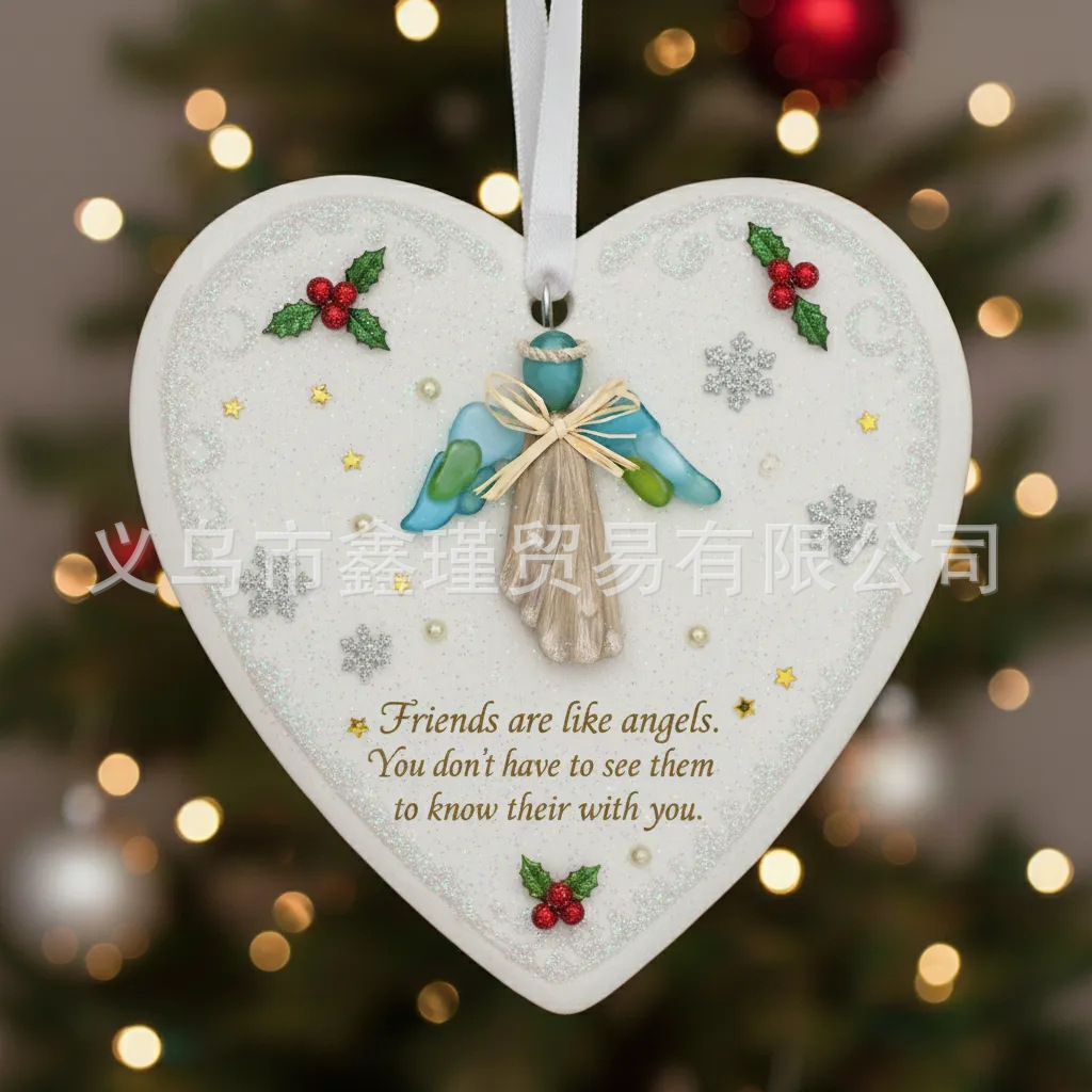 Nuevos productos transfronterizos de fondo blanco plano amistad de Navidad acrílico decoración de automóviles colgante amor Santa colgante