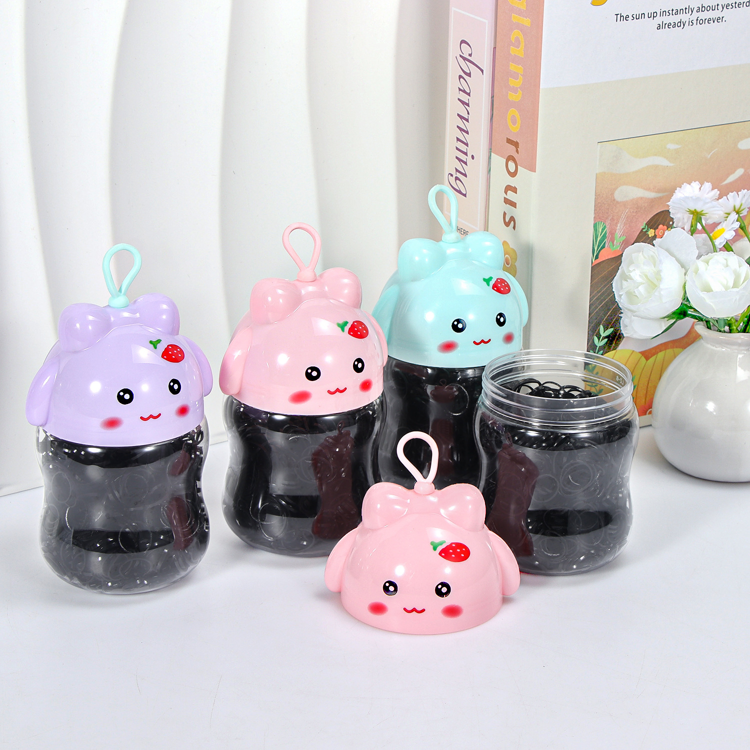 Banda de goma negra para niños, alto valor elástico, duradero, lazo para el cabello, no daña el cabello, anillo para el cabello de goma, accesorios para la cuerda para la cabeza, puesto