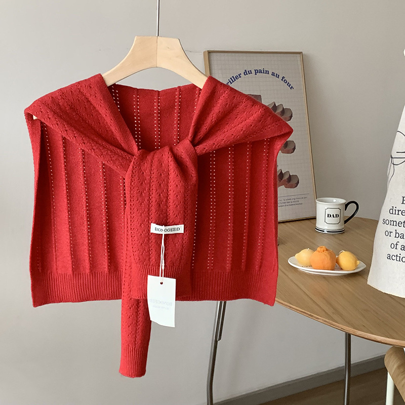 Sopa de punto de alta sensación coreana Dongdaemun primavera y otoño bufandas de torsión universal agujeros respirables sopa de mujer