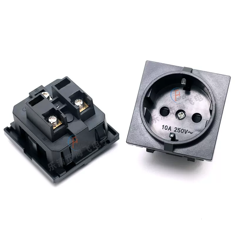 欧规卡式工业插座 欧式德标两孔机柜插座 欧标工作台桌面插座