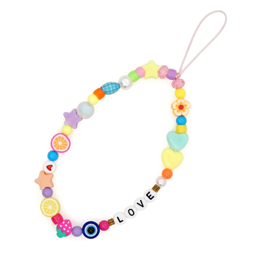 simple ethnic letter love mixed color mobile phone chainpicture7