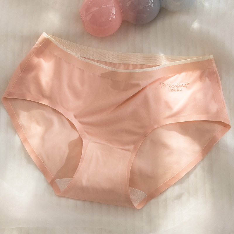 Ropa interior de seda de hielo para mujer de verano delgado de algodón puro entrepierna antibacteriana cintura media chica transpirable triángulo pantalones cortos ropa interior sin costuras