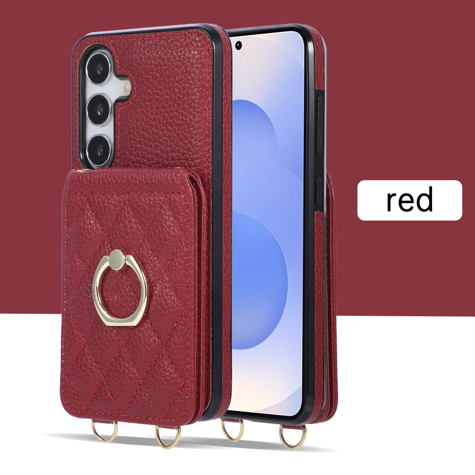 Funda de cuero con correa para colgar y tarjetero samsung s25 a56_voghion.com