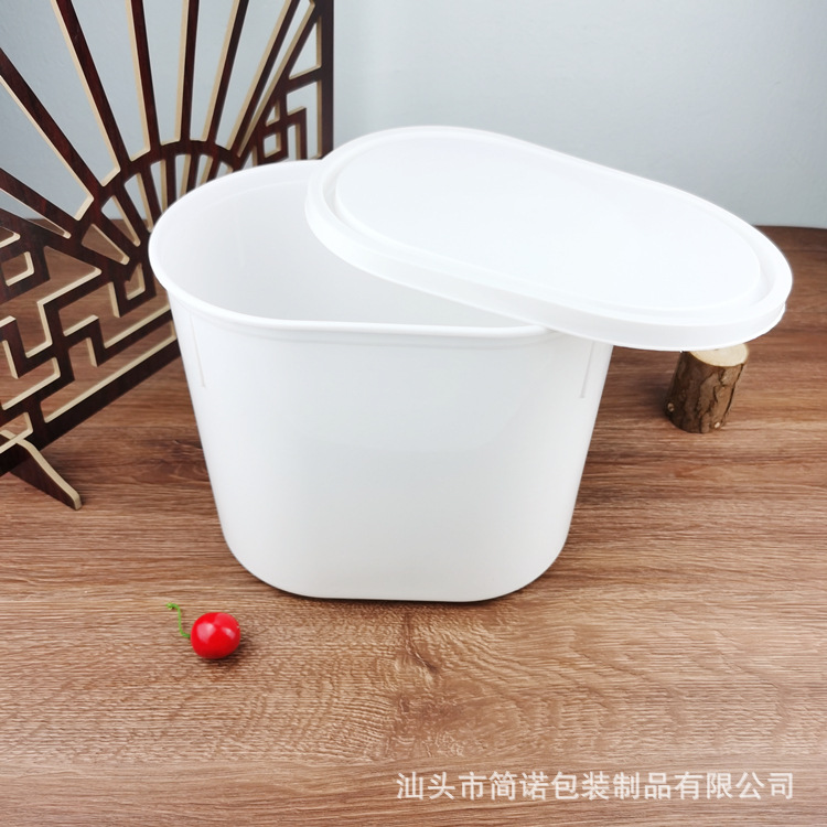 Cubo oval sellado durable espesado imprimible del cubo del helado de los PP para el cubo plástico de la comida 6L con el atasco del Bocado de la tapa