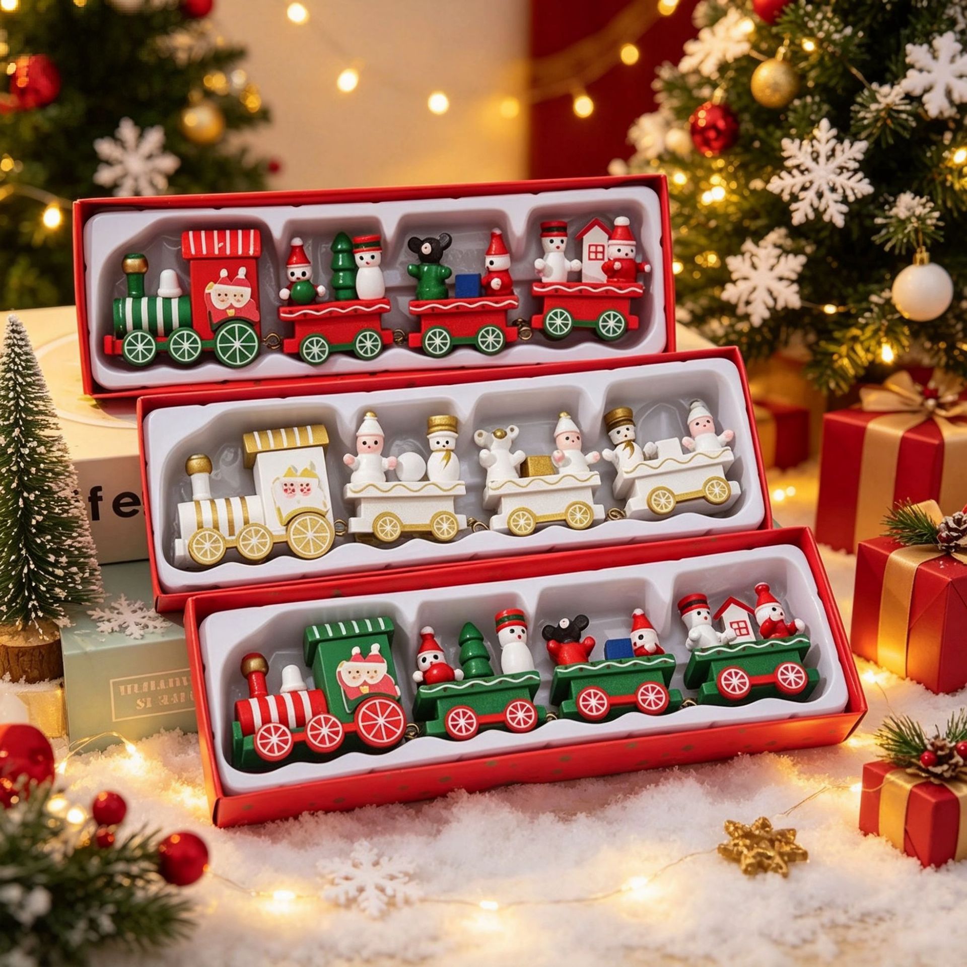 painted wooden train