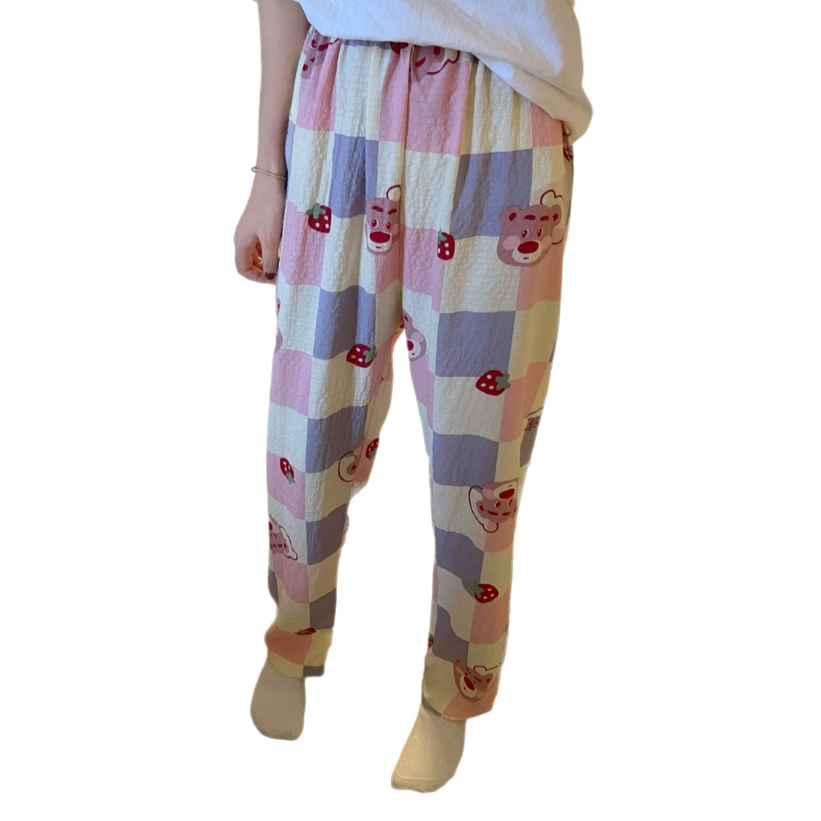 Autumn cartoon trousers, strawberry for leisure, 2025 years, oversize