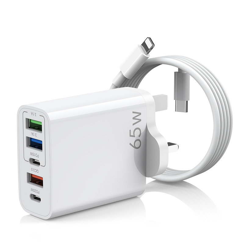 Multi-Handy-Ladegerät, schnell, 3 USB + 2 C, britischer Standard-Ladekopf mit fünf Anschlüssen, geeignet für Huawei und Apple_voghion.com